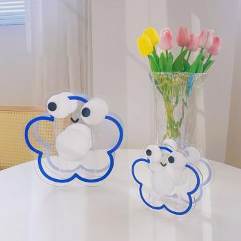 Großhandel B2B dekorative Acryl Stifthalter Organisator blau blume Augen design